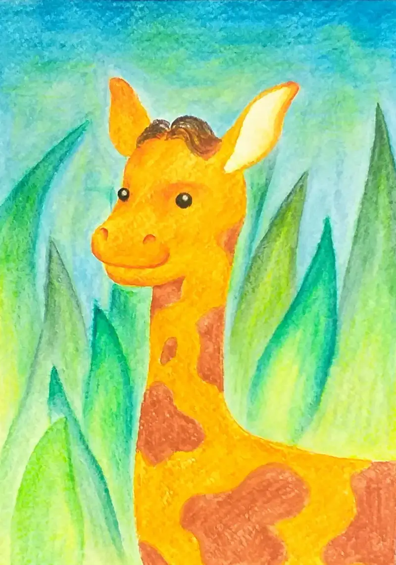 기린,기린그림,색연필화