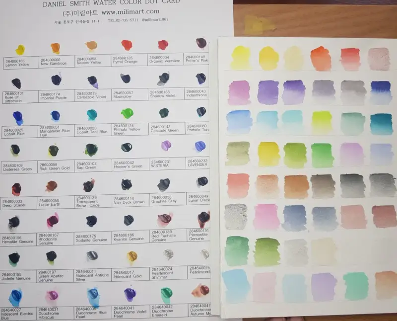 물감색상,컬러차트,색상표,발색,도트카드