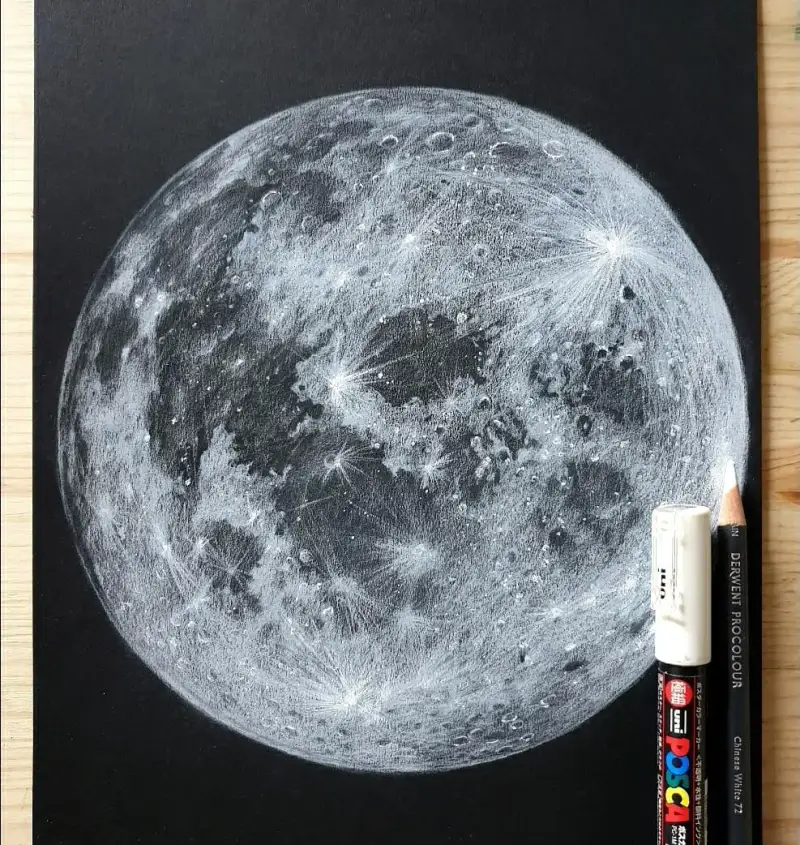 달,우주,행성,마카,색연필,달표면,유니포스카,포스카,유니마카