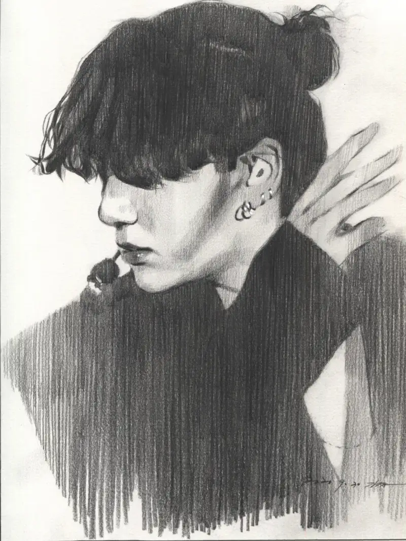 방탄소년단,인물화,소묘,연필화,드로잉,인물드로잉