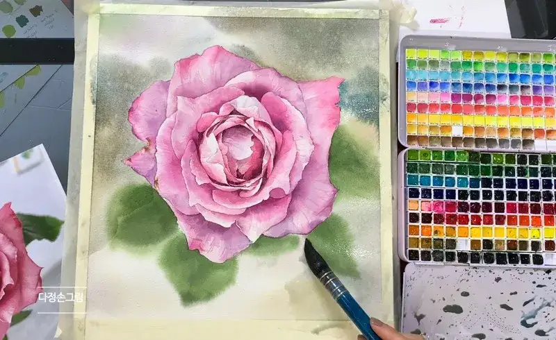 홀베인hwc수채화물감,홀베인블랙리세이블,홀베인수채화붓,하네뮬레컬렉션수채패드중목,장미그리기