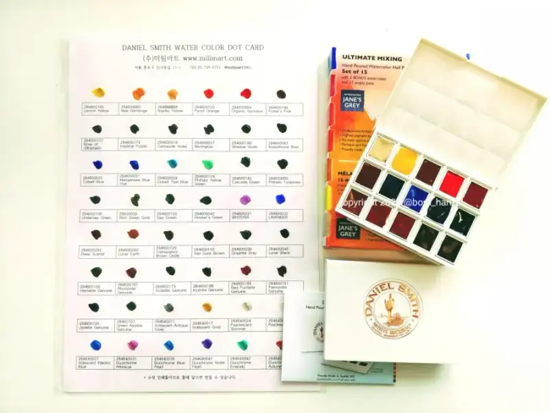 다니엘스미스고체물감15색,다니엘스미스수채고체물감,다니엘스미스수채화닷카드,다니엘스미스수채도트카드
