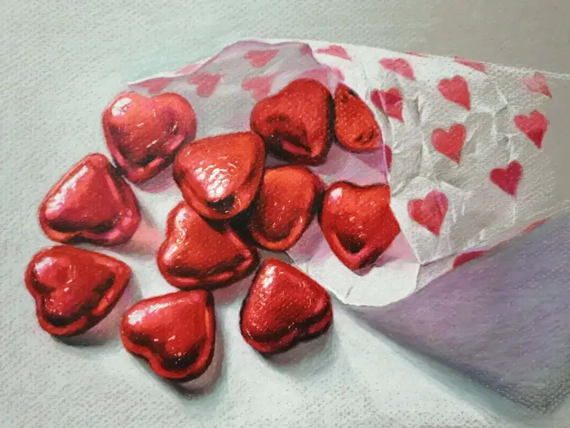 색연필화,프리즈마색연필,하트,사탕