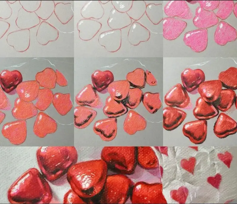 하트사탕,하트,사탕,캔디,과정샷,과정,프리즈마색연필