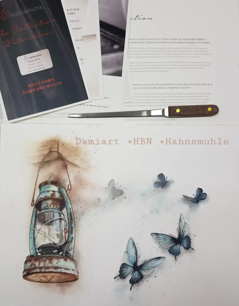 수채패드,수채화지,나비,랜턴,램프