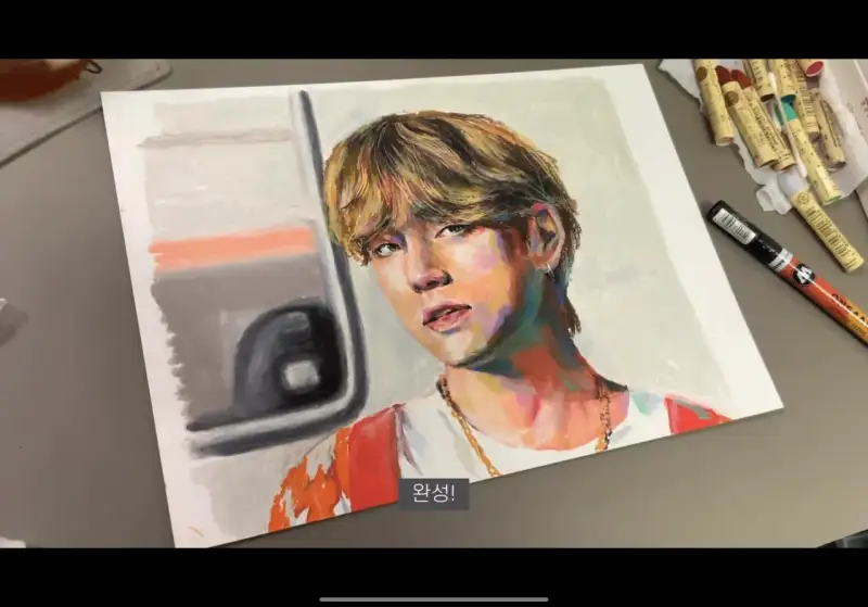 오일파스텔,시넬리에오일파스텔,문교오일파스텔,까렌다쉬오일파스텔,오일파스텔인물화,인물화,방탄소년단,bts,뷔