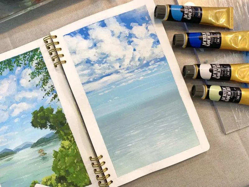 니카아크릴과슈세트,지브리아크릴과슈,풍경화