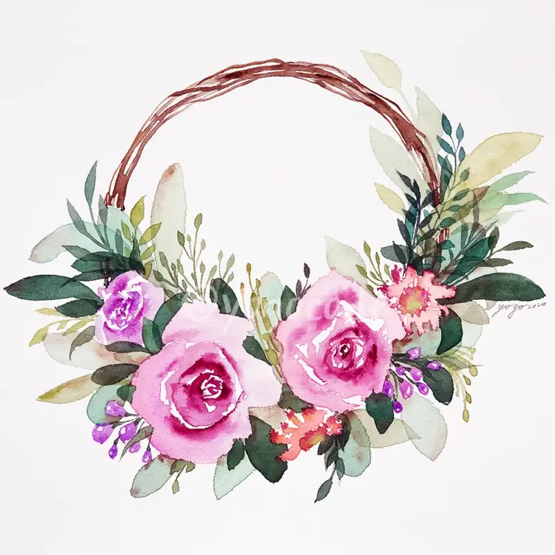 꽃,화환,꽃바구니,식물,보태니컬,홀베인수채화물감,홀베인수채화,수채화그림,수채화