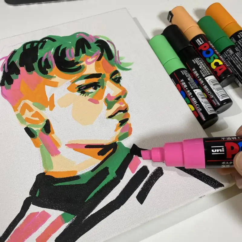 유니포스카마카,캔버스,마카드로잉