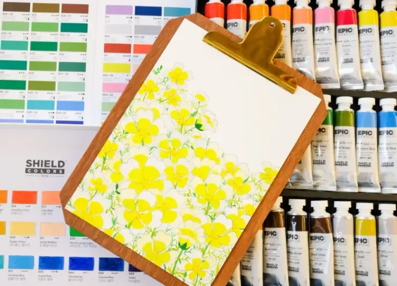 쉴드에픽아크릴물감,쉴드아크릴물감,에픽아크릴물감,아크릴물감세트,아크릴화,식물,꽃,보태니컬