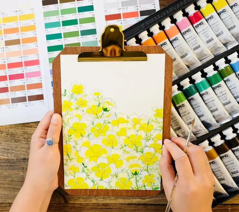 쉴드에픽아크릴물감,쉴드아크릴물감,에픽아크릴물감,아크릴물감세트,아크릴물감,아크릴그림,식물,꽃,보태니컬