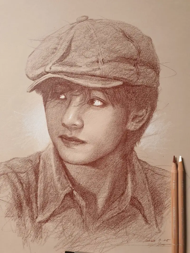 인물화,인물소묘,인물스케치,인물색연필,방탄,방탄소년단,정국,아이돌