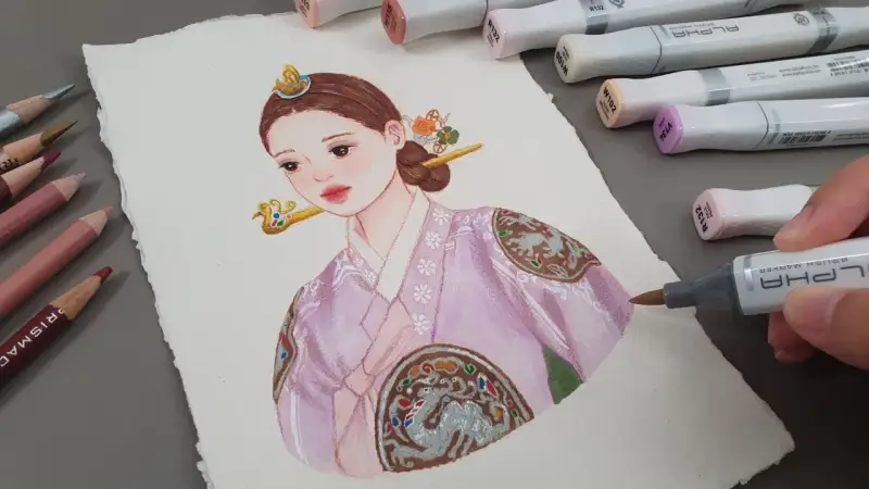 알파마카,알파,알파브러쉬마카,브러쉬마카,마카,캐릭터,한복