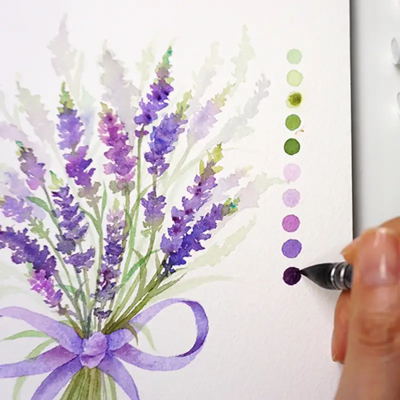 홀베인수채화물감,홀베인수채물감,수채화물감,꽃,꽃다발,식물,보태니컬,라벤더