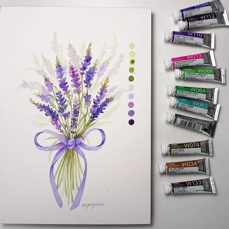 홀베인수채화물감,홀베인수채물감,홀베인수채화,수채물감,수채화물감,수채화,식물,꽃,라벤더,보태니컬,꽃그림,꽃수채화