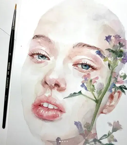 바바라붓,바바라수채화붓,수채화붓,얼굴,인물화,수채화