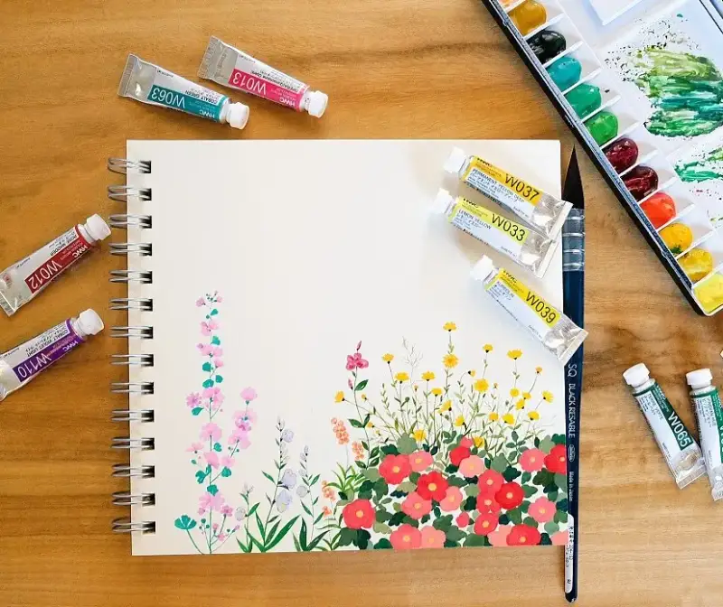 수채화,홀베인수채화,홀베인수채화물감,수채화그림,식물,꽃,파렛트