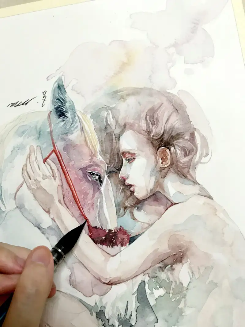 홀베인수채화,홀베인수채화붓,수채화붓,인물수채화,수채화인물,동물