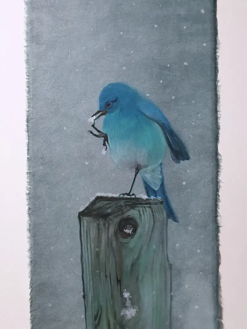 동양화,한국화,수묵화,수묵담채화,먹,새,나무