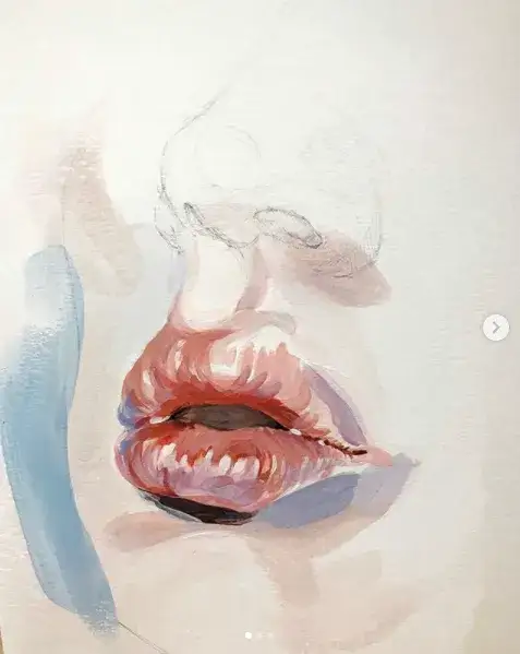 아크릴그림,아크릴화,인체,얼굴,인물,입술