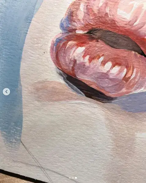 아크릴화,아크릴그림,인물화,인체,얼굴,입술