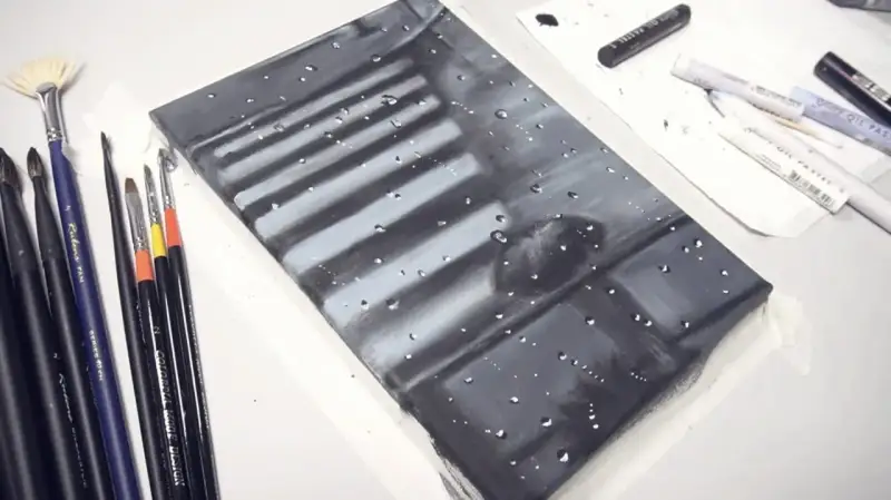 아크릴과슈,조선자아크릴과슈,조소냐아크릴과슈,비오는풍경,오일파스텔,문교오일파스텔