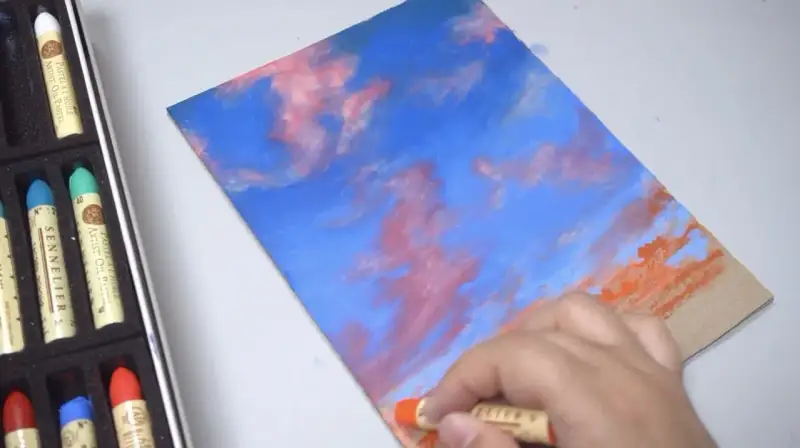 시넬리에오일파스텔,시넬리에,오일파스텔,하늘