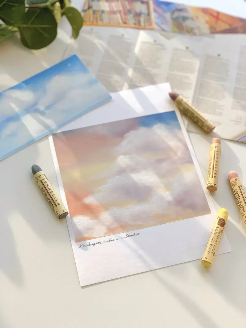 시넬리에오일파스텔,오일파스텔그림,오일파스텔화,구름,구름그림