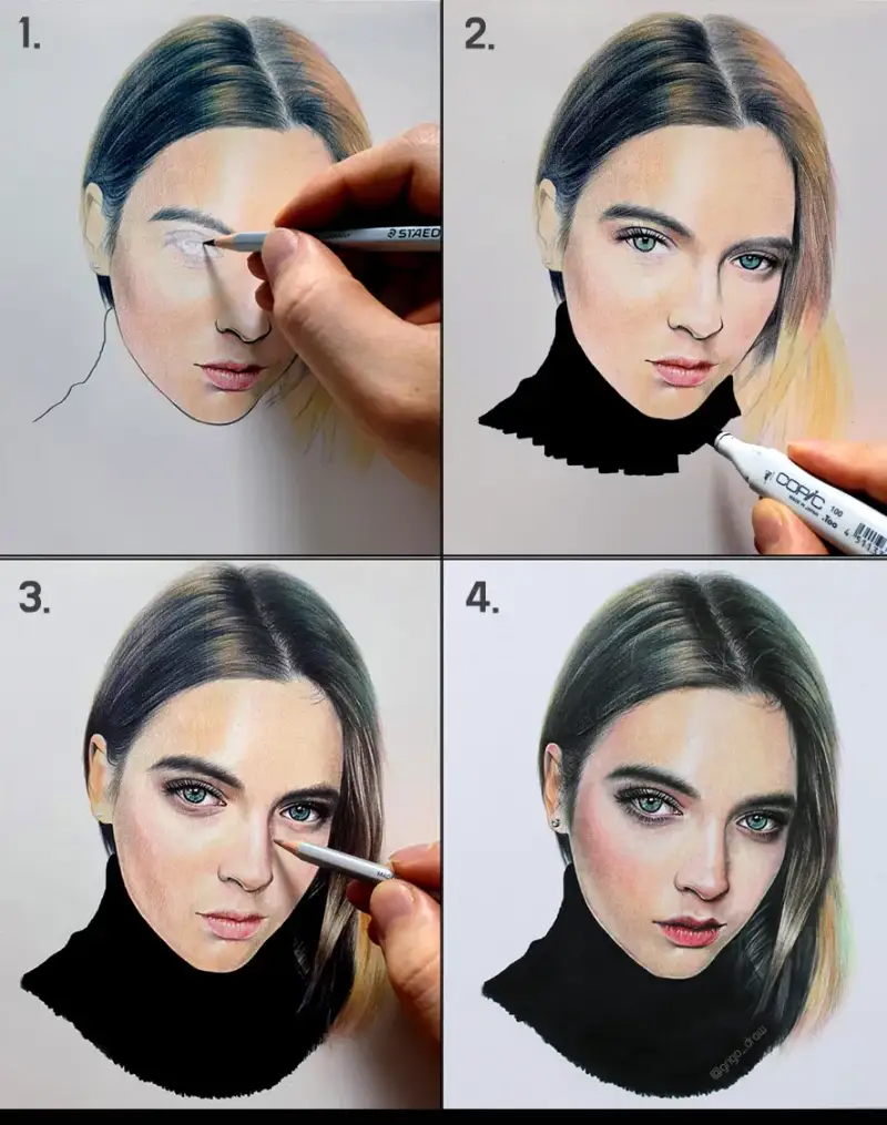 스테들러,스테들러수채색연필,스테들러수채색연필카라트아쿠아렐,인물화,색연필화,색연필인물화,인물색연필화