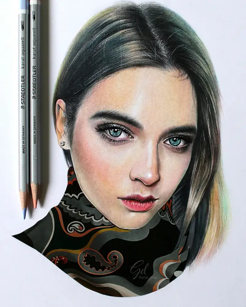 스테들러,스테들러수채색연필,스테들러카라트아쿠아렐,인물화,색연필화,인물색연필화