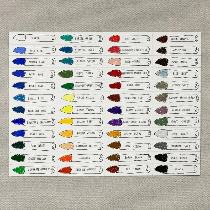 시넬리에오일파스텔,오일파스텔,오일파스텔색상,컬러차트,색상표