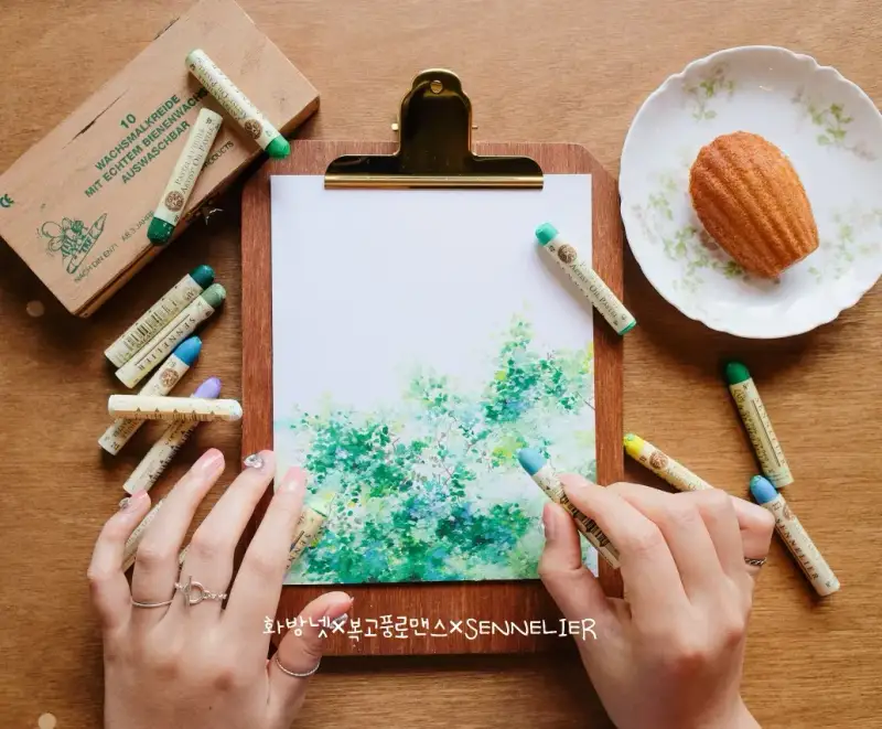 시넬리에오일파스텔,오일파스텔,오일파스텔세트,오일파스텔그림,오일파스텔화,식물,풀,나무,나뭇잎