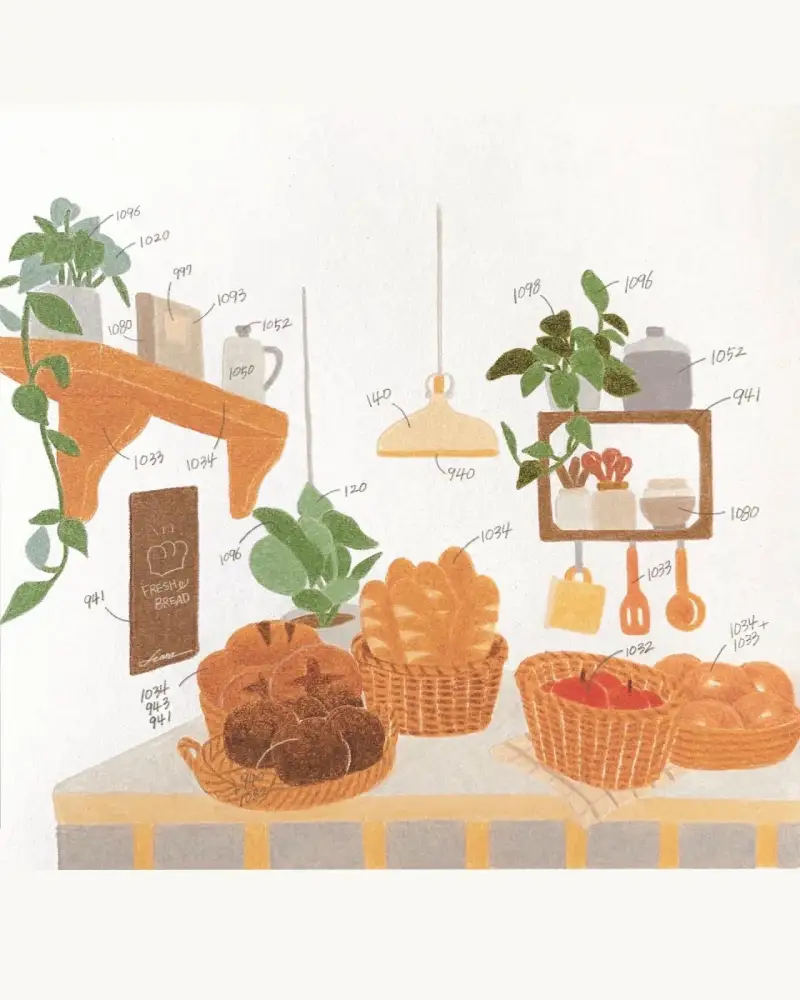 색연필그림,색연필화,색연필일러스트,일러스트,디저트,베이커리,빵