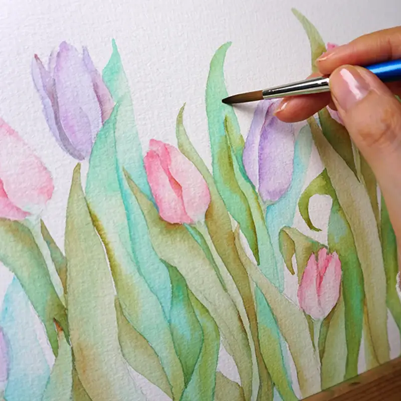 수채화,수채화꽃,꽃그림,식물,보태니컬,문교고체물감,문교수채고체물감