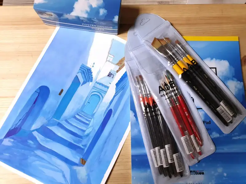 그림,붓,붓세트,풍경,그리스,산토리니,뮤즈포스터패드,니카포스터패드,니카,니카포스터칼라물감,뮤즈과슈종이