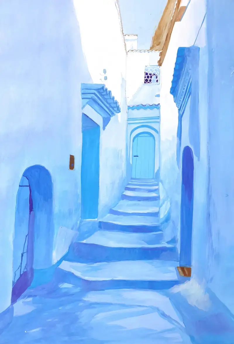 그리스,산토리니,풍경화,계단,뮤즈포스터패드,뮤즈드로잉패드,과슈종이,니카포스터패드