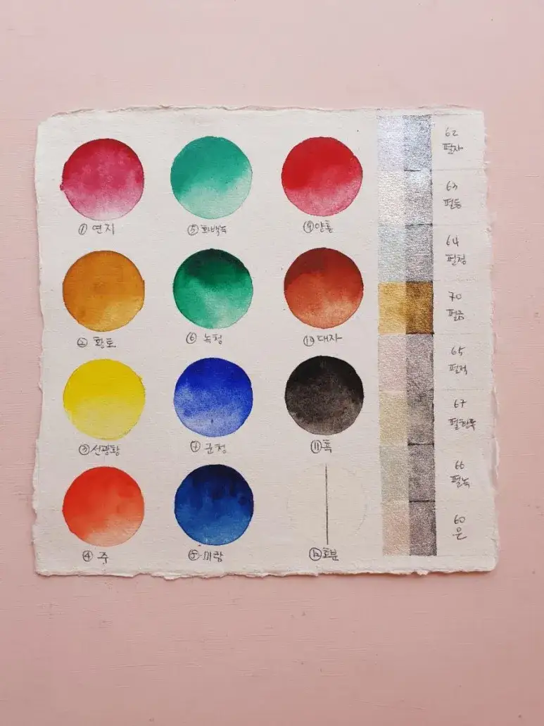 길상안채원형접시고체물감,길상동양화물감,한국화물감,길상안채고체물감펄세트,카디페이퍼정방향