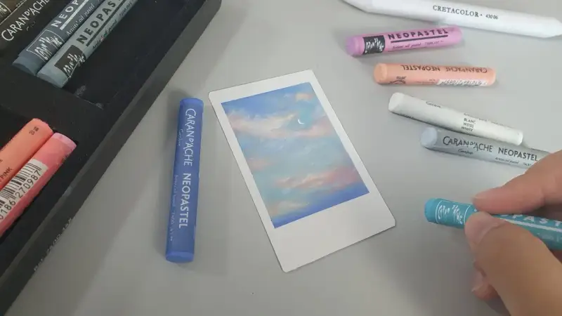 오일파스텔,까렌다쉬오일파스텔,오일파스텔하늘,하늘