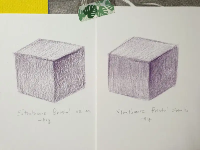 스트라스모아,스트라스모어,스무스,밸룸,사각형,정육면체,명암,양감,소묘,종이질감,종이비교,질감차이