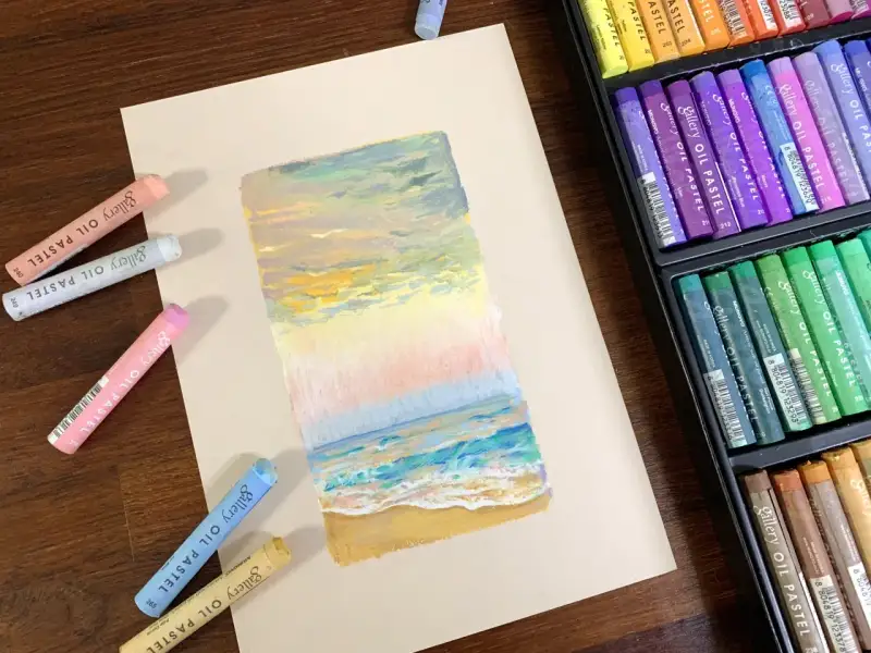 문교아티스트소프트오일파스텔,바다풍경그리기