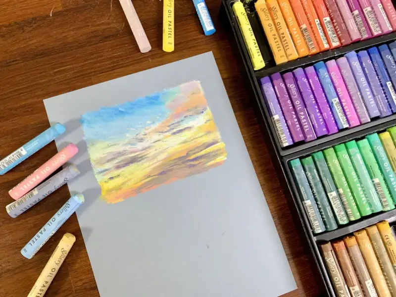 문교아티스트소프트오일파스텔,노을풍경화그리기