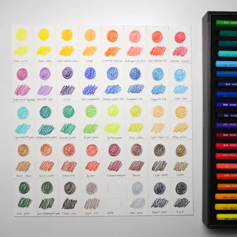 까렌다쉬뮤지엄아쿠아렐수채색연필,까렌다쉬색연필,까렌다쉬수채색연필,색상표,컬러차트,아쿠아렐색연필