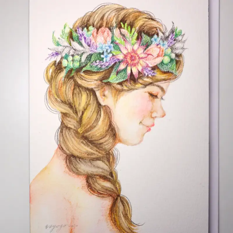 까렌다쉬수채색연필,수채색연필,까렌다쉬뮤지엄아쿠아렐수채색연필,까렌다쉬색연필,색연필그림,색연필화,인물화,인물그림,소녀