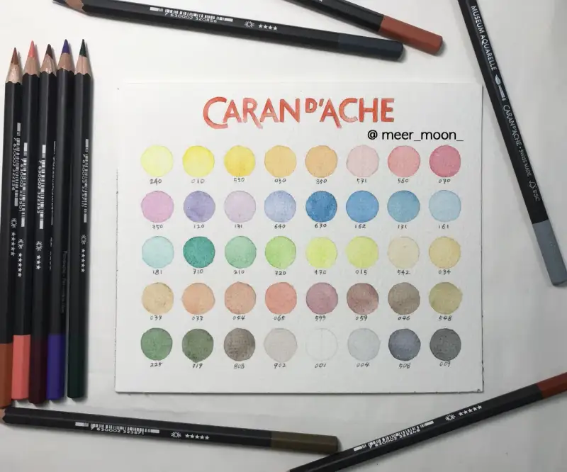 까렌다쉬수채색연필,까렌다쉬색연필,까렌다쉬뮤지엄아쿠아렐수채색연필,컬러차트