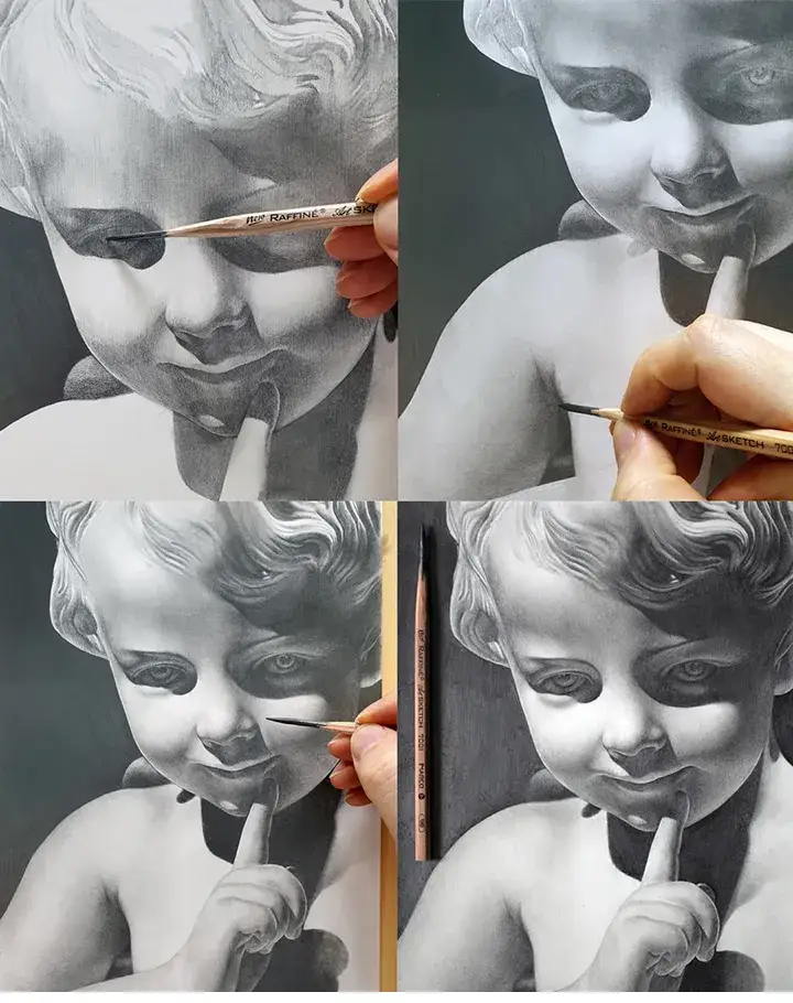 아기천사석고상,석고상,천사석고상,소묘,석고소묘