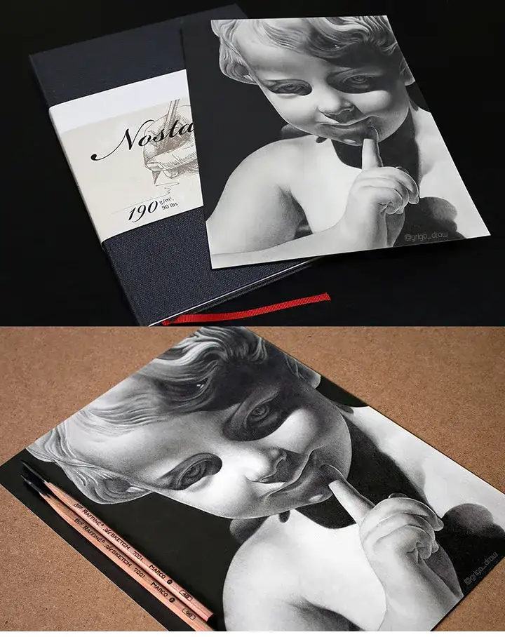 하네뮬레스케치북,하네뮬레노스탤지스케치북,아기석고상,아기천사,석고소묘