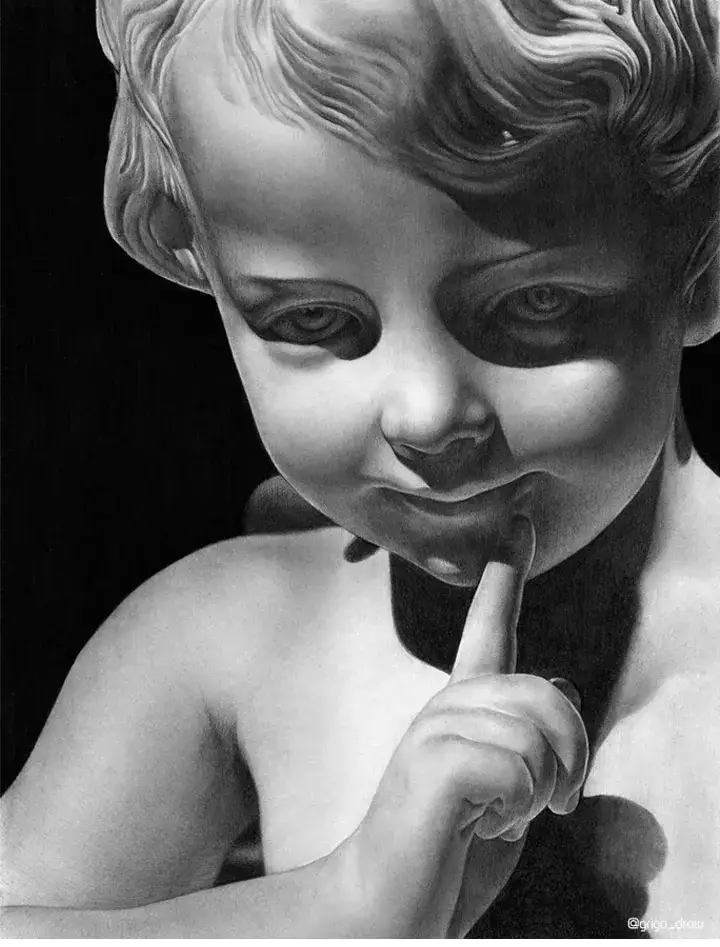 아기천사석고상,석고상소묘,석고소묘,소묘,아기천사,천사,천사석고상