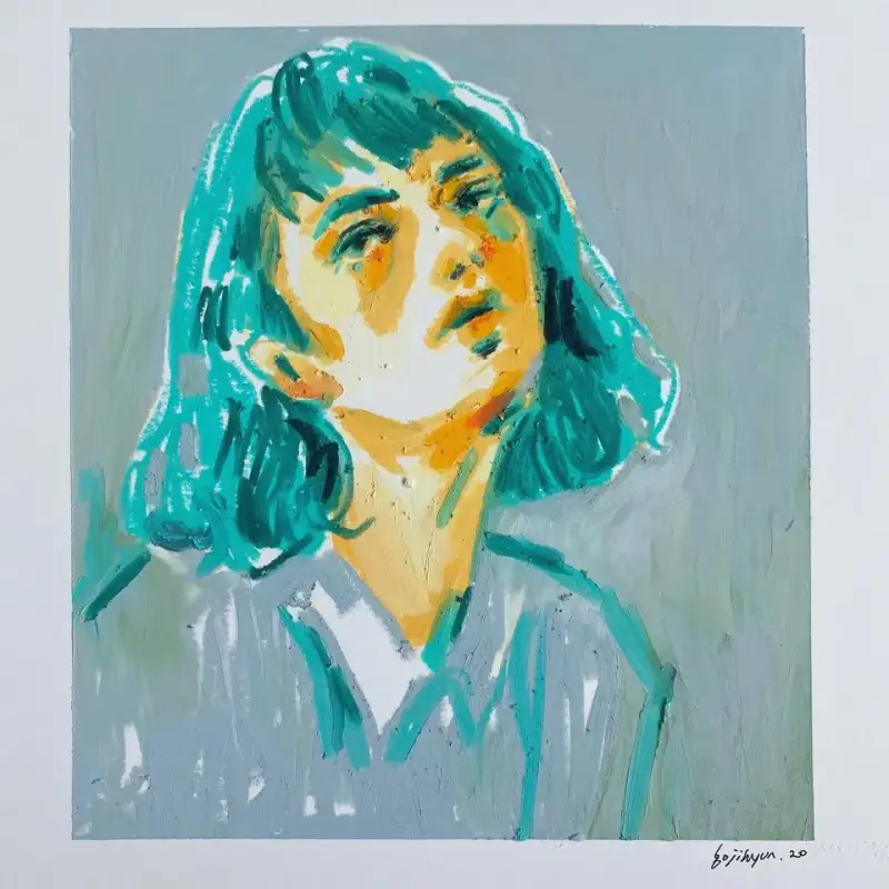 고지티브,파브리아노,브리스톨,스케치북,까렌다쉬오일파스텔,인물화