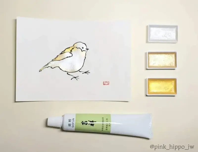 뱁새,고체물감,동양화,민화,동양화튜브