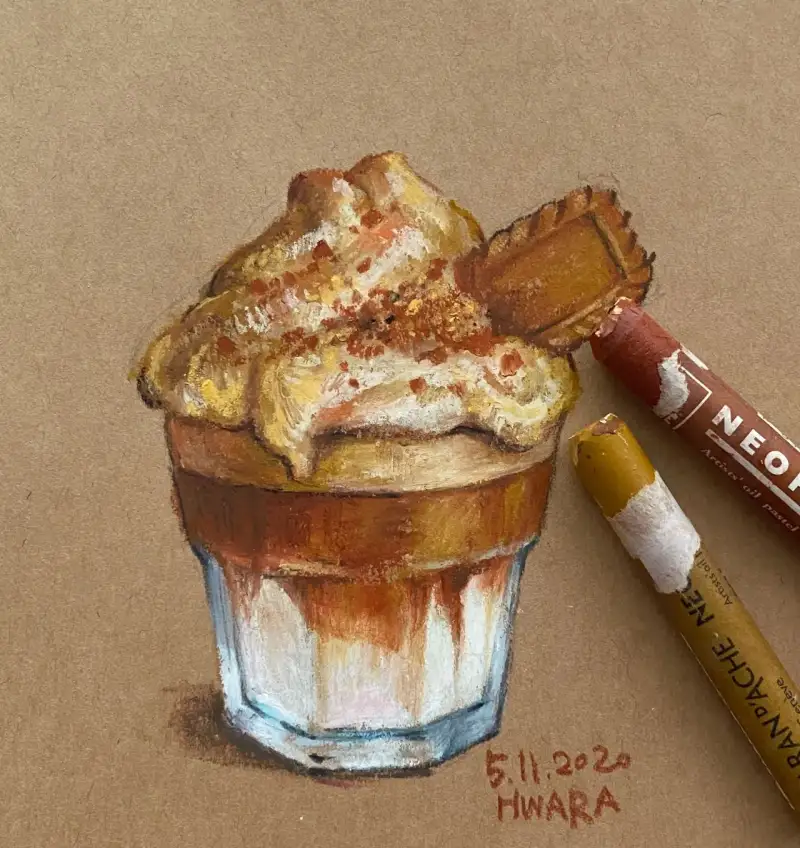 까렌다쉬오일파스텔,오일파스텔,달고나커피,커피